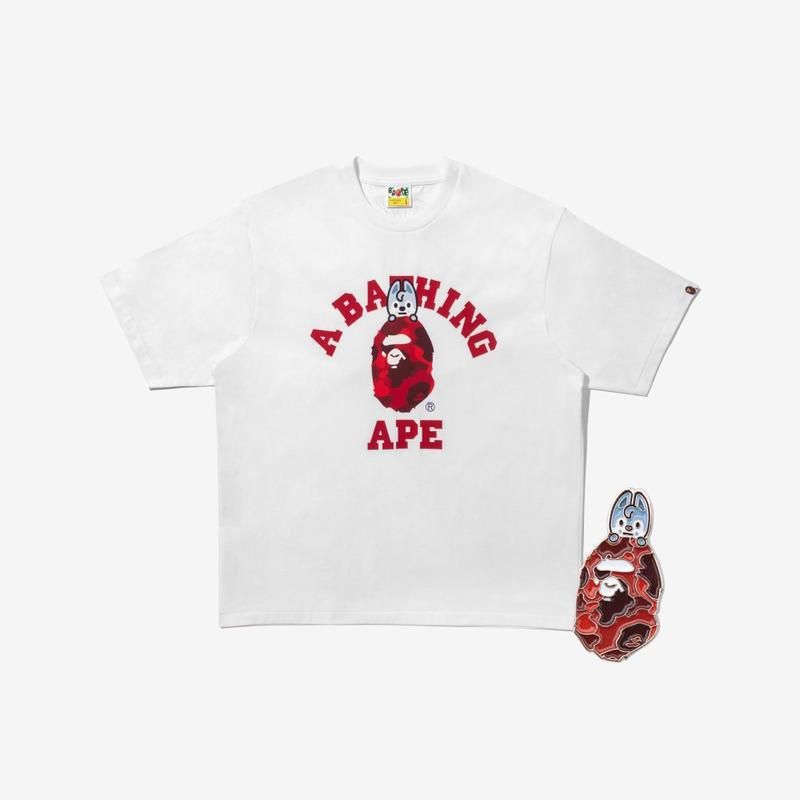 STRAY KIDS - [SET] BAPE X Stray Kids Wolf Chan College Tee M (Bang Chan) + METAL PINS (RED)